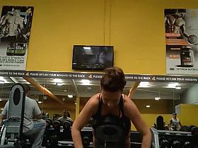 Strong gym girl teaches a hot friend