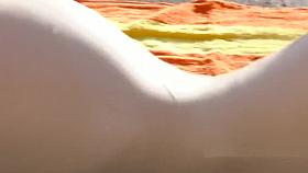 Naked blonde amateur babe spied by the pool