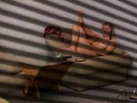 Spying trhough window. My kinky sister masturbating.