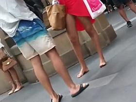 Barefooted girl and some upskirts