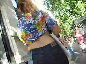 PAWG redhead with big sexy ass in tight jeans