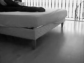 Amateur on the huge bed raunchy spy cam masturbation