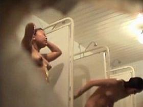 Fat belly female gets captured by the shower cam