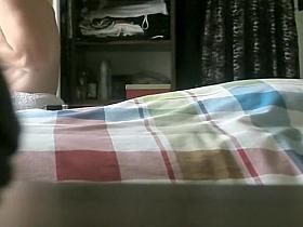 Old woman spied in bedroom drying her body