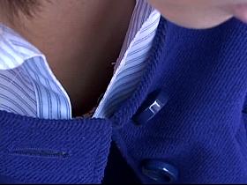 Japanese sweetheart is filmed from above showing her boobs