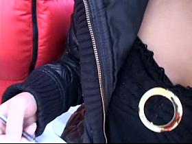 Busty japanese babe on candid downblouse camera