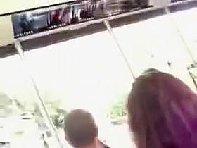 Admiring a nicely peeking pink thong