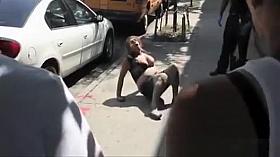 Totally drunk woman with the big neck