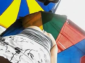 White panties under short skirt