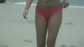 Candid Teen in pink bikini