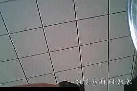 Beautyful Bulimic girl on public toilet - two cameras