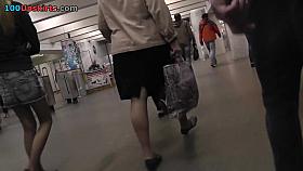 Short Jeans skirt lets enjoy the up skirt view