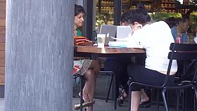 Candid double crossed legs by a sexy indian girl