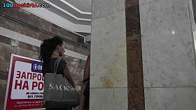 Wonderful upskirt MILF presents her tasty buttox