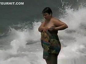 Busty and fat mature nudist