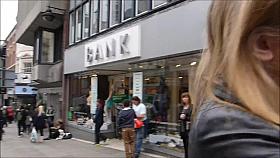 Candid blonde teen with sexy curves in jeans