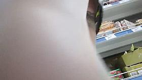 Stockings upskirt in market