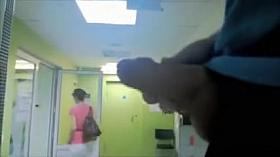 Lewd man wanking his nude cock in the light porch