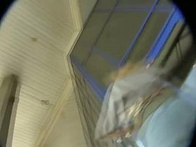 Milf upskirt blonde in a tight dress and tiny red thongs