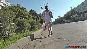 Milf's ass looks hot under mini skirt in upskirts mov