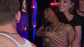 Ebony zappered and fucked in club