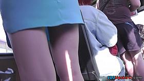 Plump brunette dame looks hot in amateur upskirts