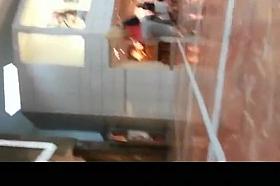 Big round ass blonde in gray leggings