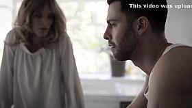 Hot perverted blonde voyeur stepmom joined to threesome