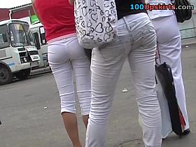 Sexy buns in taut white panties