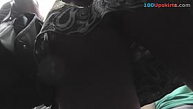 Upskirt porn with a flabby ass gal in a public place