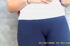 Saucy filly has her cameltoe recorded up close