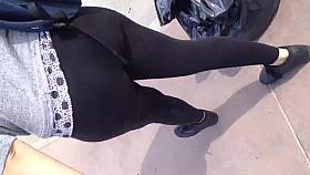 Mexican ass in see thru black leggings