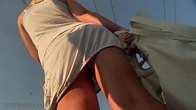 Blond with hot booty up the petticoat