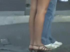 Guy pulls a hot girl's top down