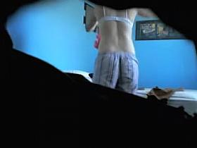 When changing alone in the room girl gets on cam naked