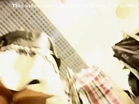 Thong barely covers beefy pussy