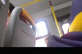 Guy flashes his balls in the bus