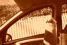 Women see his hard dick in the car