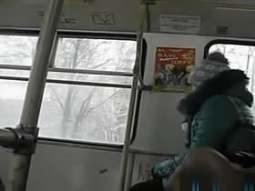 Russian pervert wank on bus