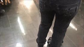 Black thong while shopping