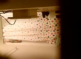 Getting out of shower.