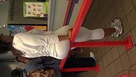 Huge bubble butt in white yoga pants