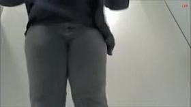 The jeans bottom of large girl voyeured in change room