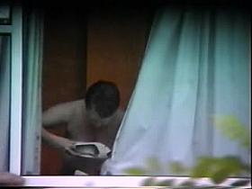 mature neighbor trying to cover up