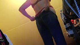 Nice older woman in thong gets dressed