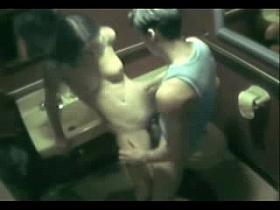 Voyeur - Caught fucking in toilet by security cam