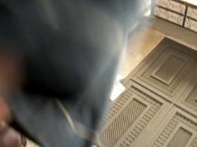 Sexy chick in the jeans outfit pantyhose upskirt