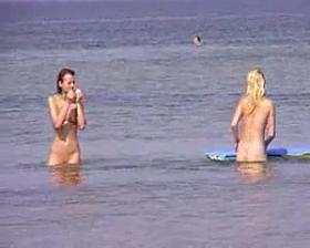 Two sexy teens naked at beach