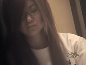 Nude Japanese girl toying her nice teen hairy pussy