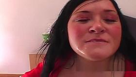 Fatso Nikita Devine Takes Jizzbomb To The Face